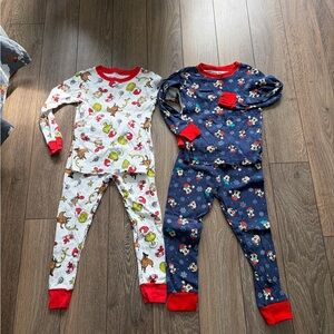 Carter's Kids Pajama Set - White and Blue with Red Trim